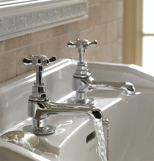 Traditional Bristan pillar taps offering classic style and reliable use.