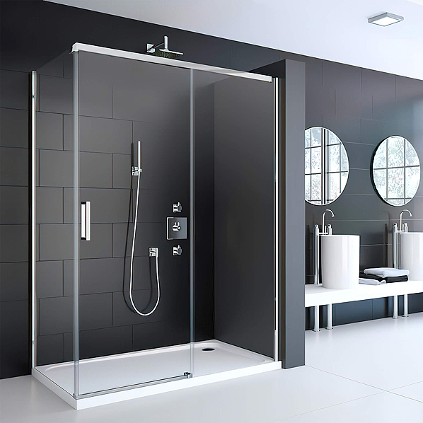 Merlyn Collection sliding shower door with Stayclear glass for modern bathrooms.