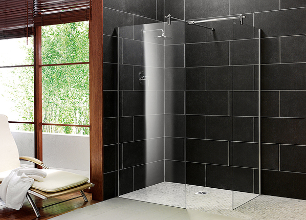 A modern wetroom creates a spacious, open-plan shower area.